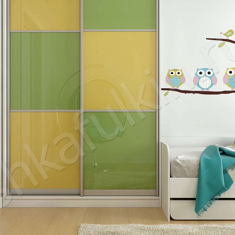 Детская Паскаль Цветной Светлые Зеленый Современный 2х створчатые Детская Для вещей 3