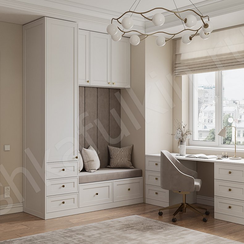 Кабинет Раймонд Светлые Белый Классика   Для вещей Для книг