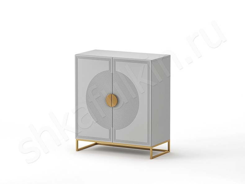 Изображение цвета Тумба Ришелье Белый Золото Светлые Неоклассика 2х створчатые Спальня Для вещей