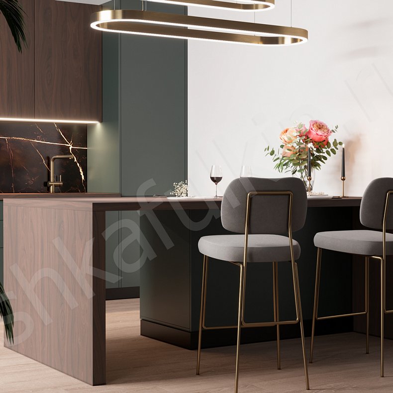 Кухня Конкорд Зеленый Темные Древесный Современный   Для посуды 2