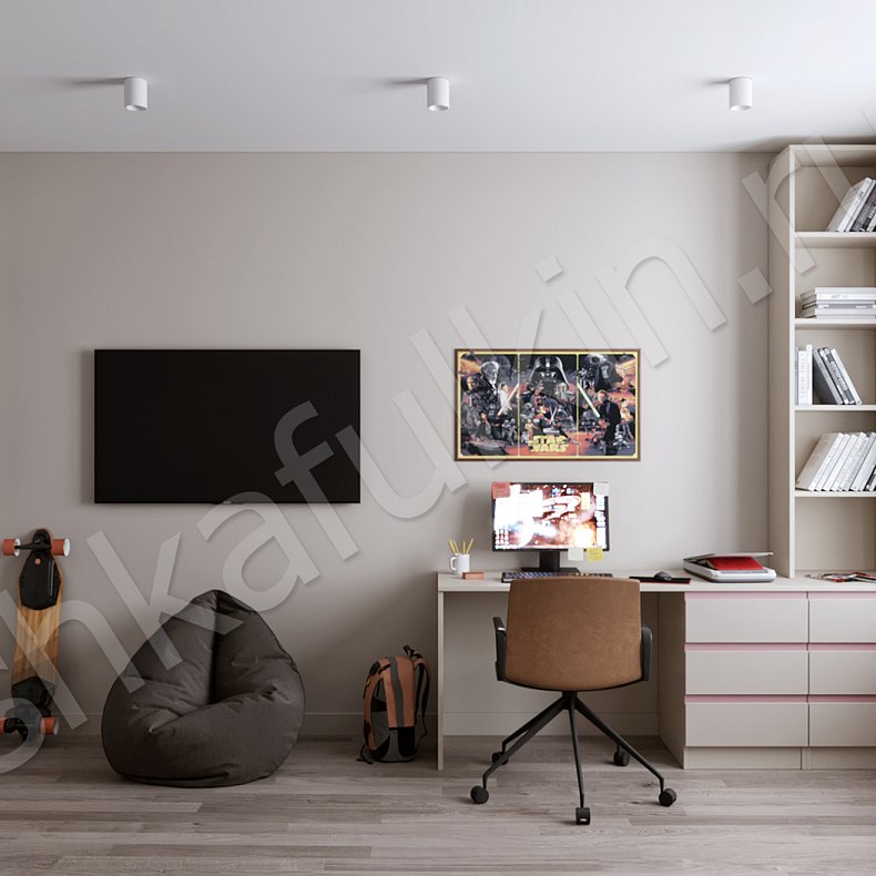 Детская Маргарита Коричневый Светлые Минимализм 4х створчатые Детская Для книг Для вещей 4