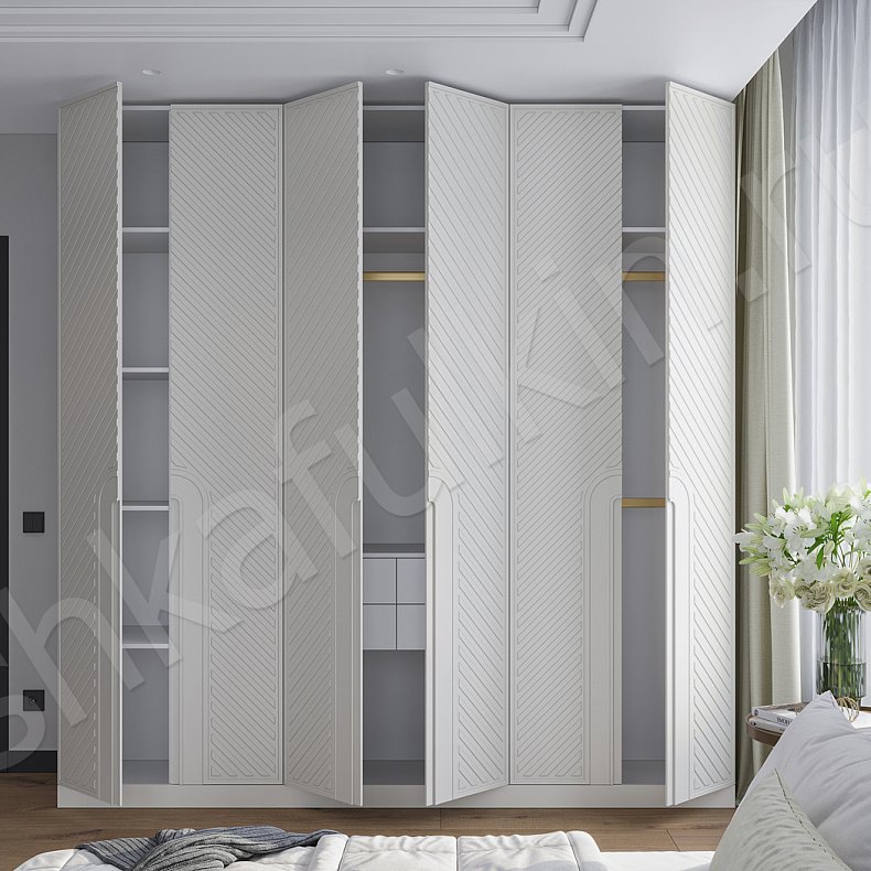 Изображение Шкаф Артек Белый Светлые Современный 6и створчатые Спальня Для белья Для вещей 5