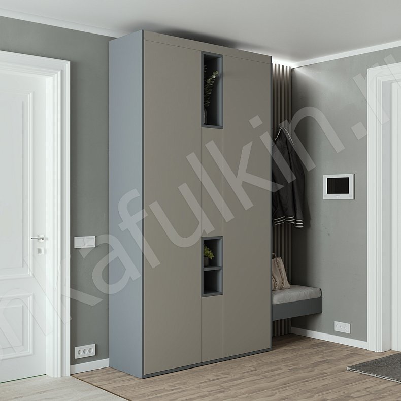 Изображение Прихожая Клайд Темные Серый Коричневый Черный Скандинавский 3х створчатые Прихожая Для вещей 9