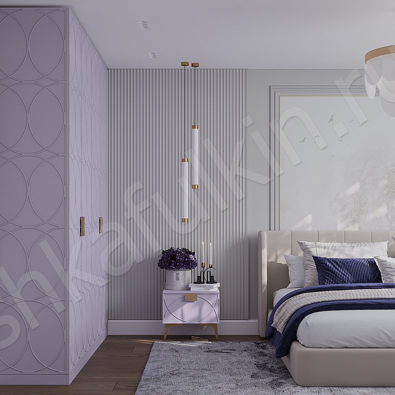 Гарнитур Арива Белый Розовый Светлые Неоклассика 4х створчатые Спальня Для белья 2