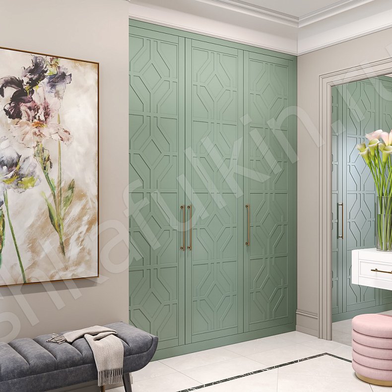 Прихожая Ореанда Цветной Светлые Зеленый Неоклассика 3х створчатые Прихожая Для вещей 1