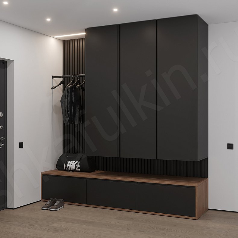 Прихожая Дафна Темные Древесный Черный Современный 3х створчатые Прихожая Для вещей