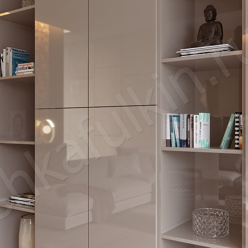 Корпусный распашной шкаф Парма Коричневый Светлые Серый Модерн 6и створчатые Гостиная Для декора Для вещей 3