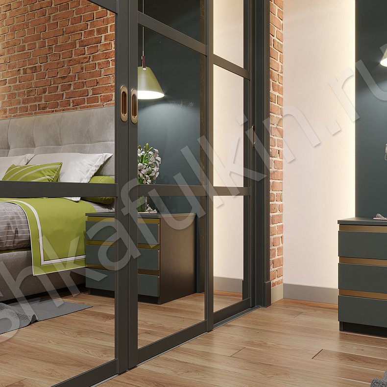 Изображение Шкаф-купе Лозанна Темные Черный Лофт 4х створчатые Спальня Для вещей 1