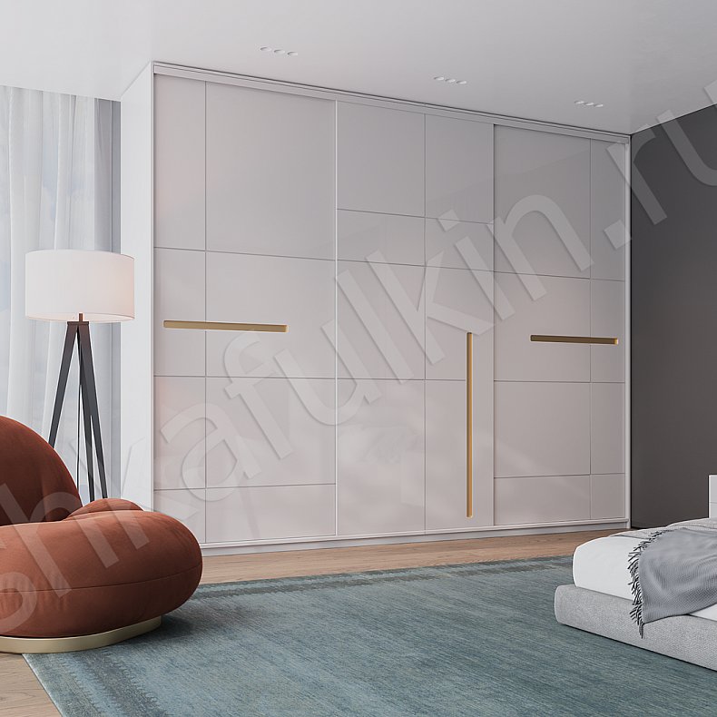 Шкаф-купе Авогадро Белый Золото Современный 3х створчатые Спальня Для вещей