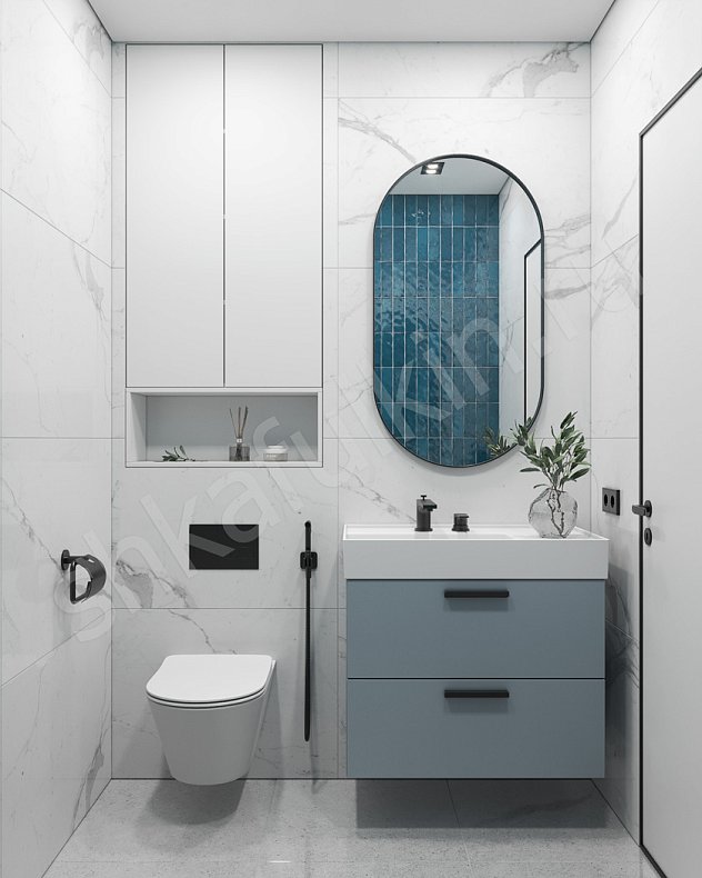 Мебель в ванную Мурано Светлые Синий Минимализм   Для вещей