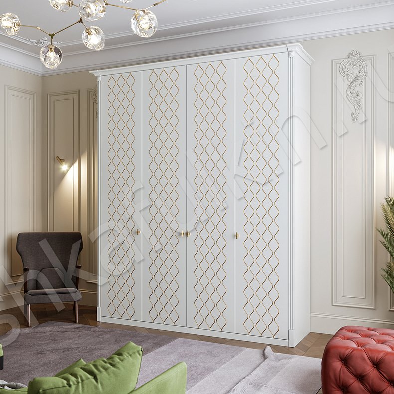 Изображение Распашной шкаф Кармен Светлые Золото Белый Классика 4х створчатые Гостиная Для вещей 3