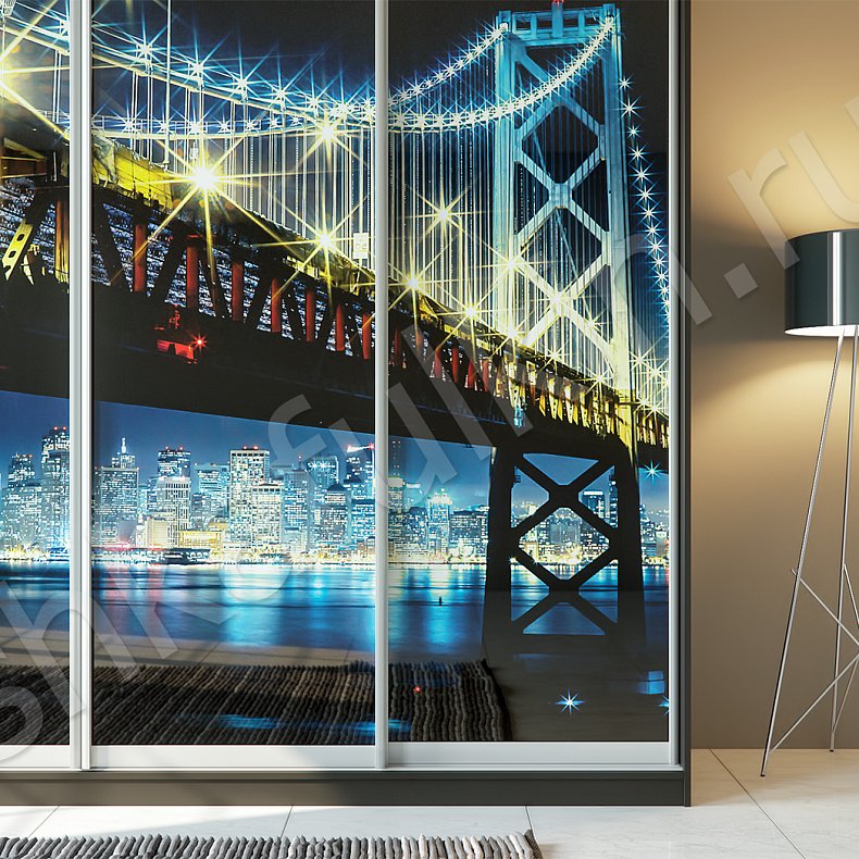 Изображение Корпусный шкаф-купе Бридж Темные Цветной Модерн 4х створчатые Гостиная Для вещей 2