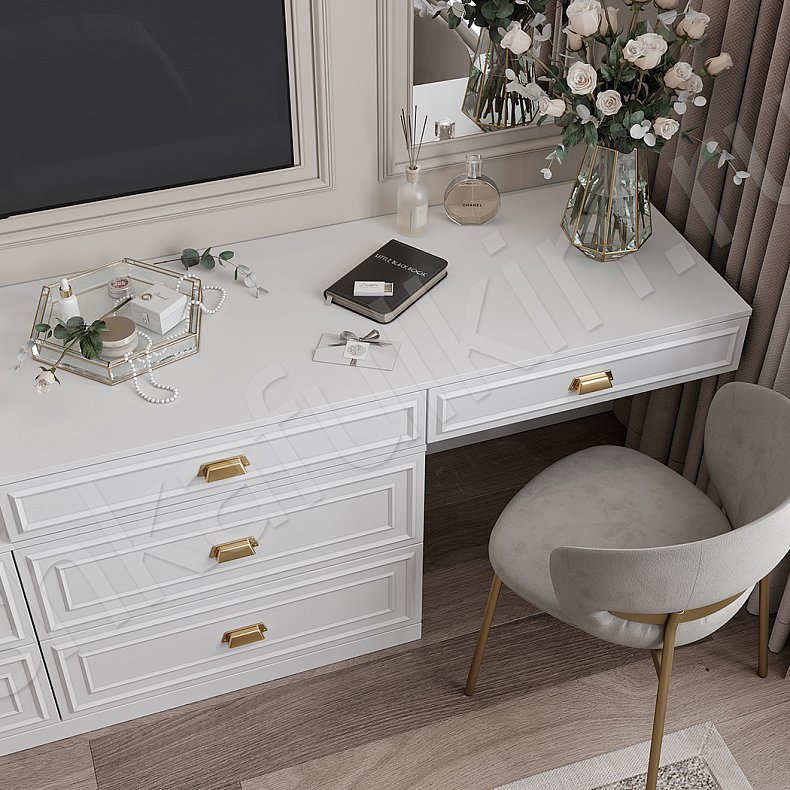 Гарнитур Агата Белый Неоклассика 2х створчатые Спальня Для белья Для вещей 5