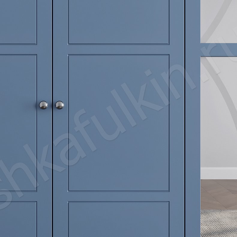 Шкаф с зеркалом Люсия Ола Синий Неоклассика 6и створчатые Спальня Для вещей 3