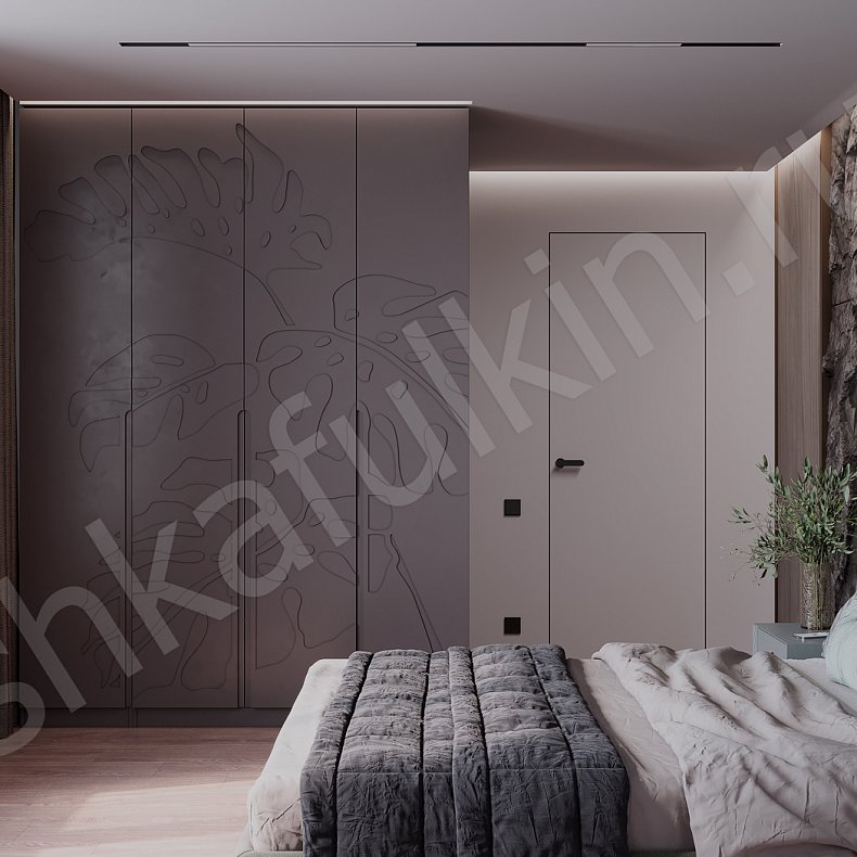 Изображение Шкаф Монстера Серый Темные Светлые Модерн 4х створчатые Спальня Для вещей 2