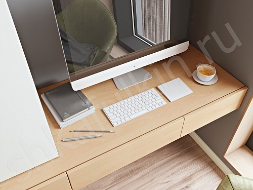 Изображение цвета Шкаф с рабочей зоной Джамбо Древесный Прованс 4х створчатые Спальня 