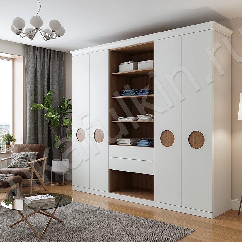 Шкаф Соломон Белый Древесный Светлые Современный 4х створчатые Спальня Для вещей