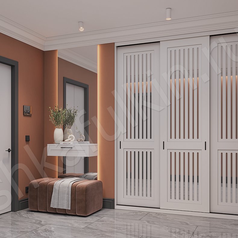 Прихожая Сандерс Белый Современный 3х створчатые Прихожая Для вещей 2