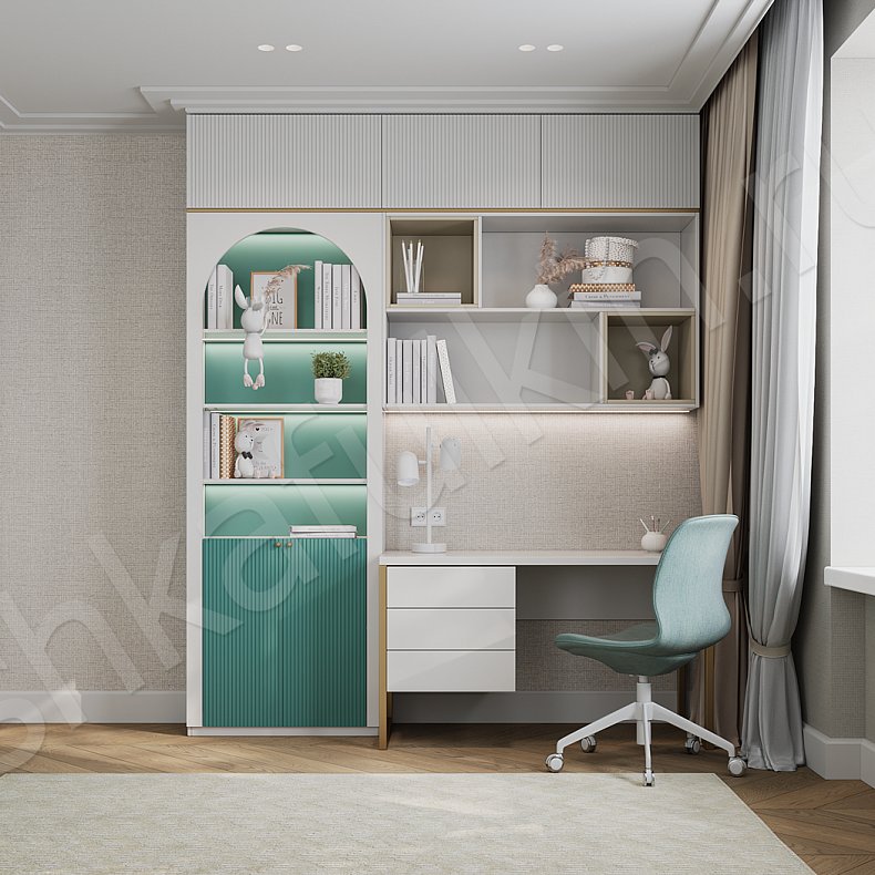 Изображение Детская Ариэль Розовый Светлые Неоклассика 4х створчатые Детская Для книг Для вещей 1