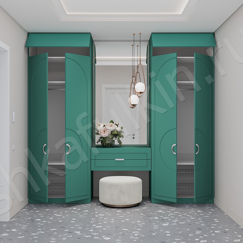 Изображение Прихожая Маура с консолью Белый Цветной Красный Светлые Зеленый Неоклассика 4х створчатые Прихожая Для вещей 15