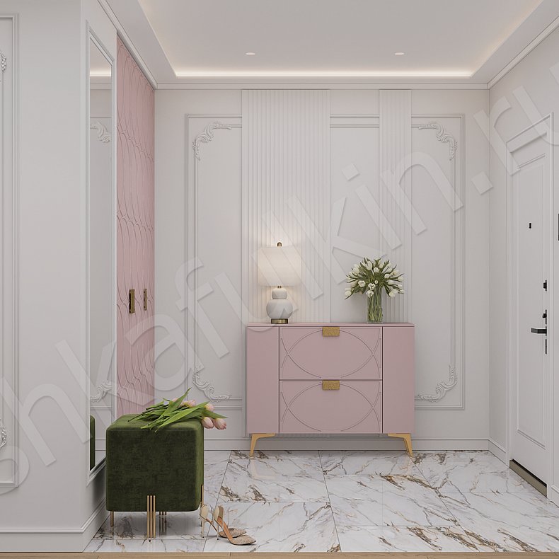 Изображение Прихожая Арива Цветной Серый Светлые Темные Зеленый Неоклассика 3х створчатые Прихожая Для вещей 8