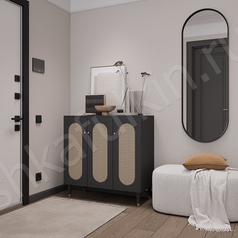 Прихожая Ялта Черный Коричневый Кантри 4х створчатые Прихожая Для вещей 3