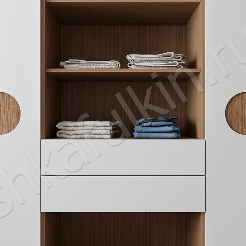 Изображение Шкаф Соломон Белый Древесный Светлые Современный 4х створчатые Спальня Для вещей 3