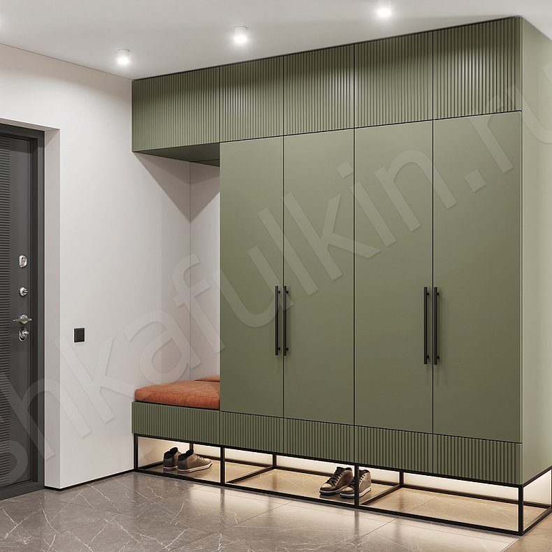 Прихожая Говард Зеленый Светлые Современный 4х створчатые Прихожая Для вещей 1