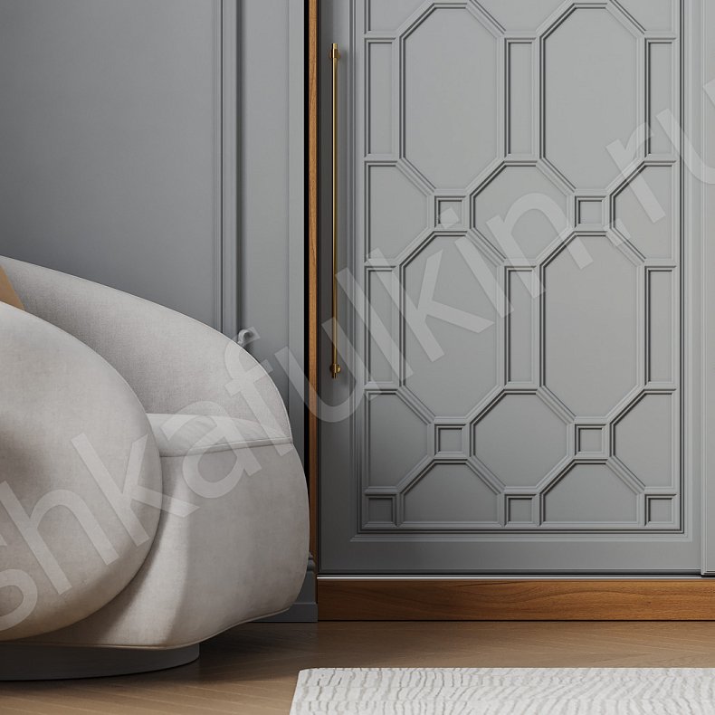 Изображение Шкаф-купе Сакура Серый Древесный Неоклассика 3х створчатые Спальня Для белья 3