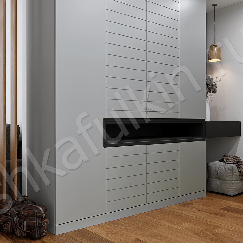 Изображение Прихожая Теодор Светлые Серый Хай-тек 4х створчатые Прихожая Для вещей 5