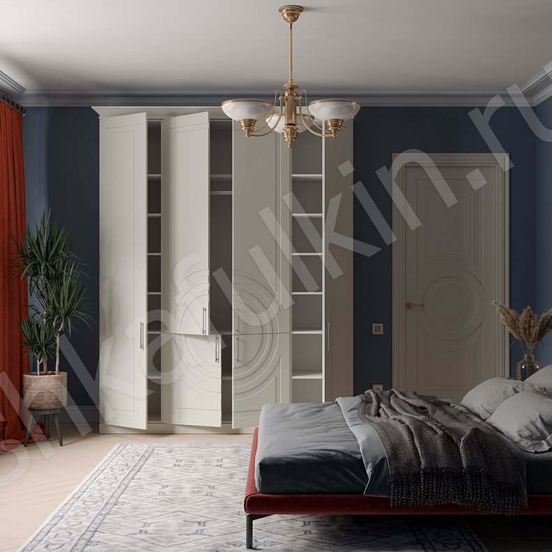 Изображение Шкаф Линдор Светлые Белый Неоклассика 4х створчатые Спальня Для вещей 2