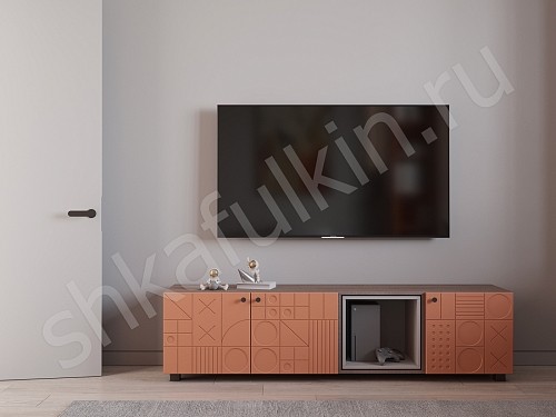 Изображение цвета Тумба Фабрицио Светлые Белый Древесный Коричневый Красный Серый Темные Современный 3х створчатые Гостиная Для книг Для декора Под ТВ