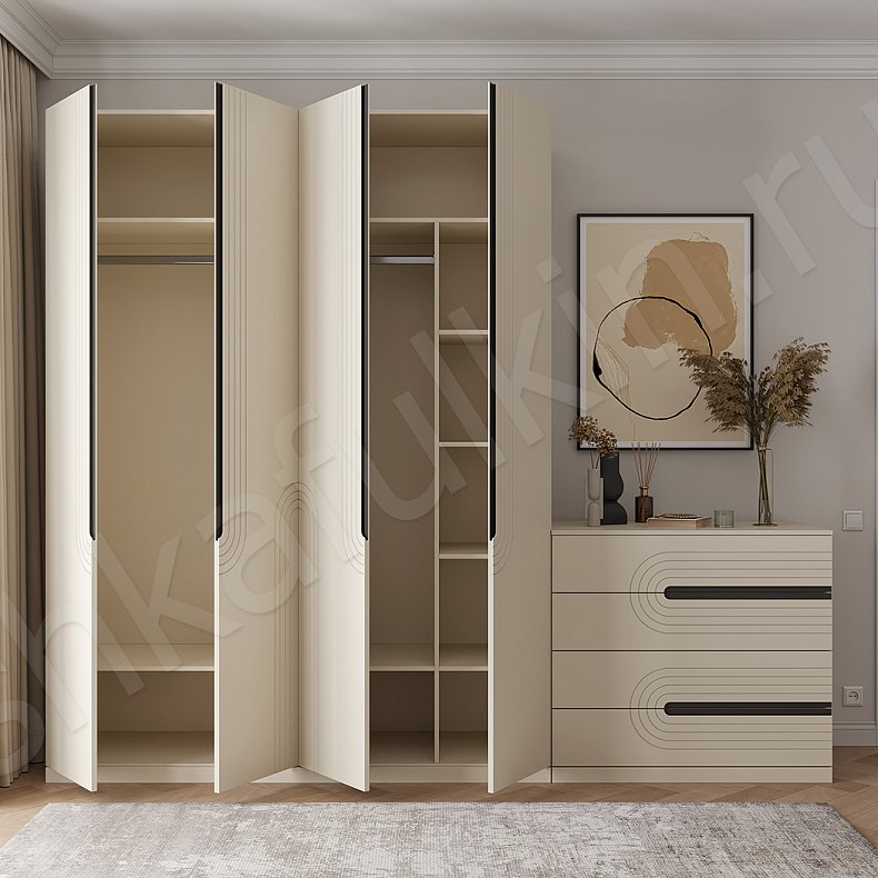 Изображение Гарнитур Сиквел Светлые Современный 4х створчатые Спальня Для вещей Для белья 5