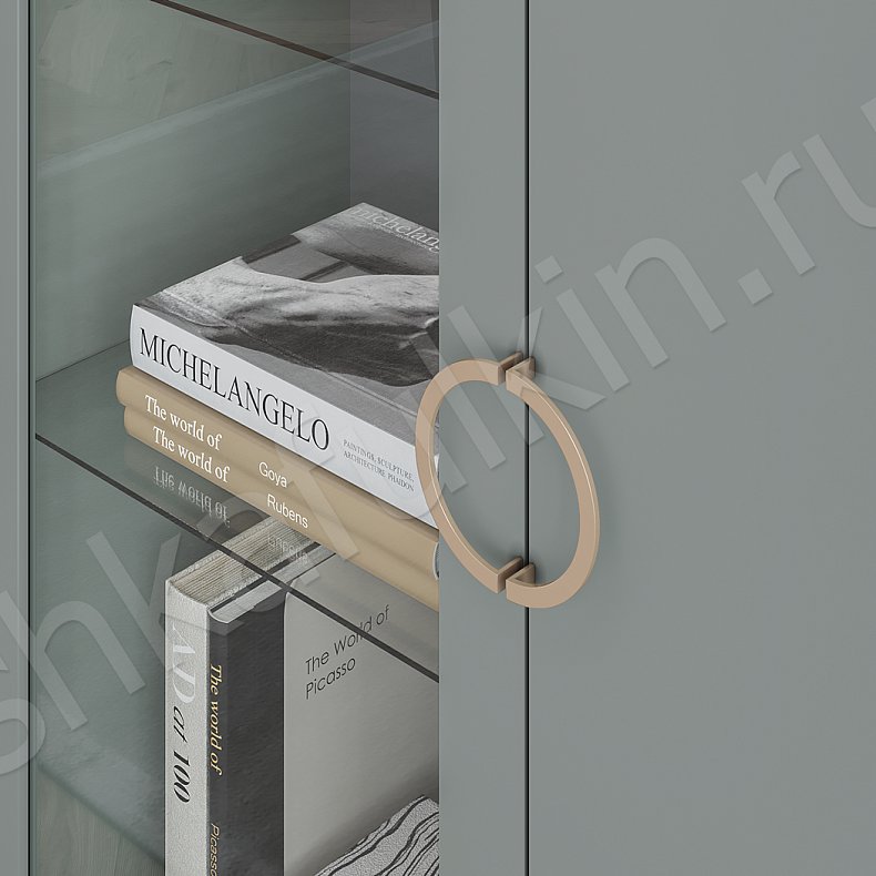 Изображение Стенка Маркиза Зеленый Светлые Синий Коричневый Цветной Белый Неоклассика 2х створчатые Гостиная Под ТВ Для декора Для книг 13