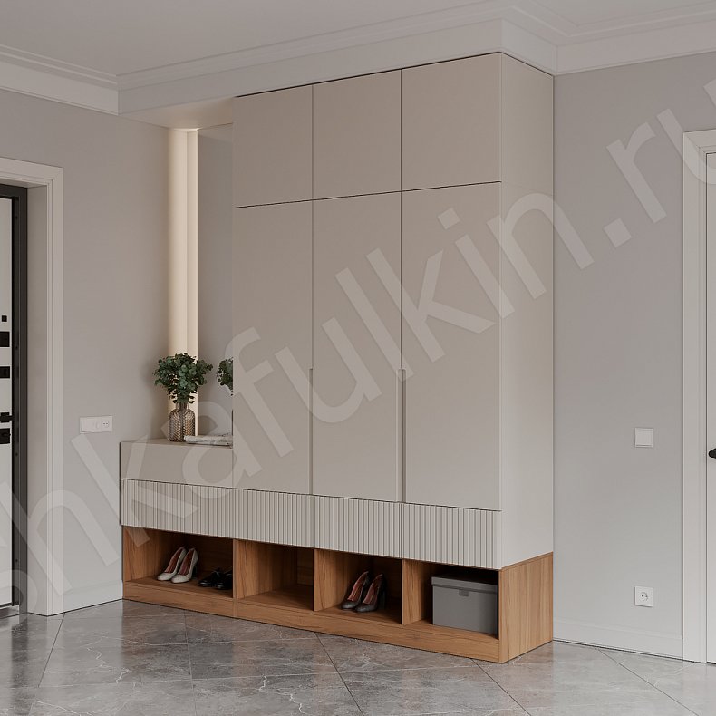 Прихожая Жардин Древесный Коричневый Светлые Современный 3х створчатые Прихожая Для вещей 2