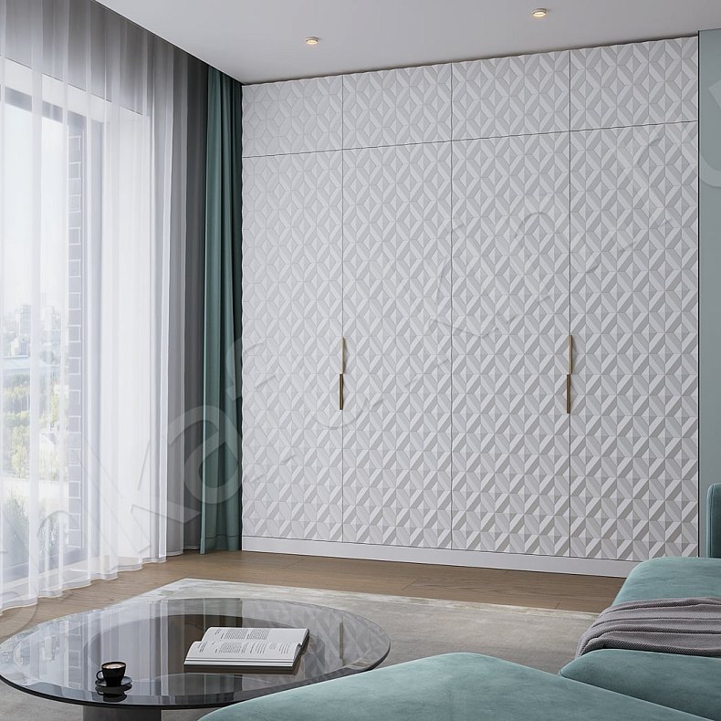 Шкаф Эльма Белый Светлые Неоклассика 4х створчатые Гостиная Для вещей