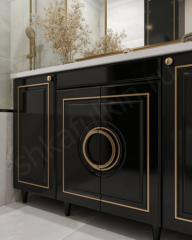 Мебель в ванную Юлианна Темные Золото Черный Неоклассика   Для вещей 3