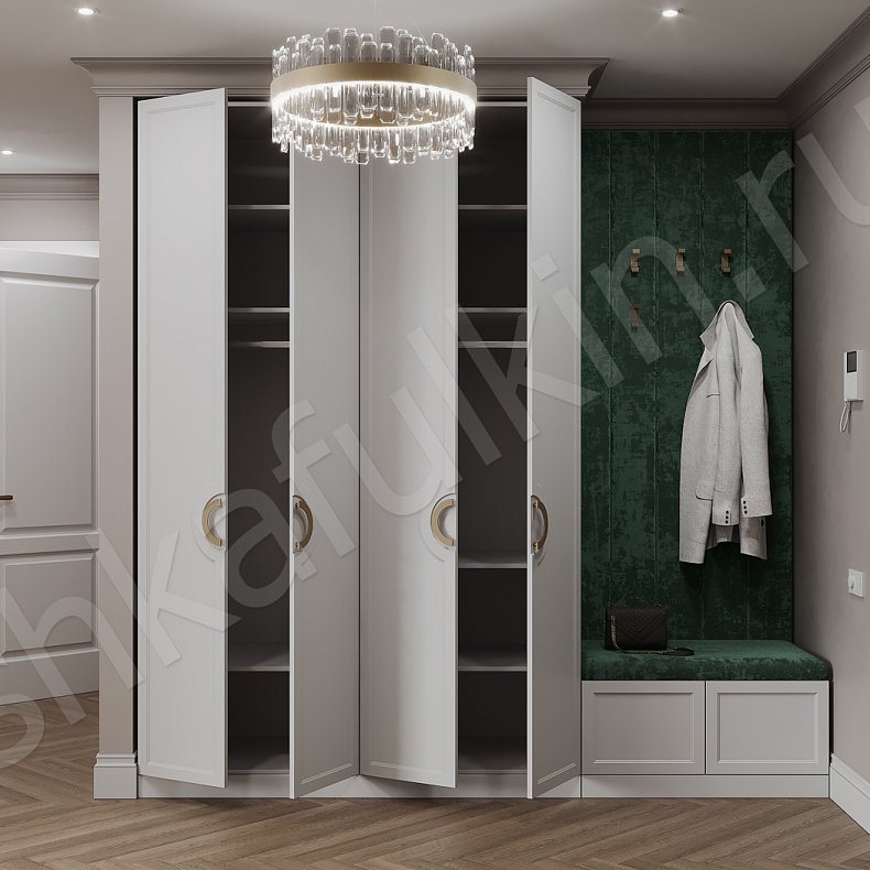 Прихожая Сицилия Белый Светлые Неоклассика 4х створчатые Прихожая Для вещей 4