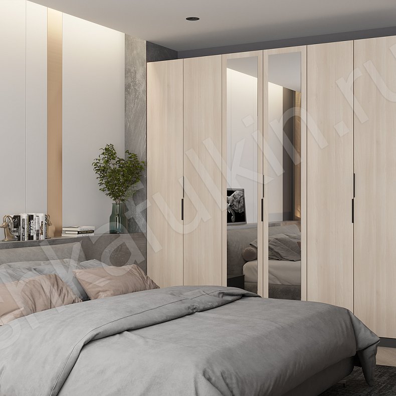 Шкаф Аксель Темные Светлые Синий Серый Коричневый Белый Минимализм 4х створчатые Спальня Для вещей Для белья 2