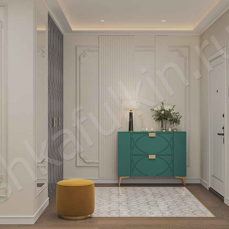 Изображение Прихожая Арива Цветной Серый Светлые Темные Зеленый Неоклассика 3х створчатые Прихожая Для вещей 9