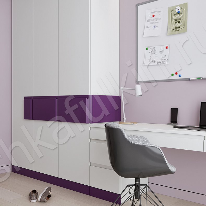 Изображение Детская Ньютон Белый Цветной Светлые Современный 3х створчатые Детская Для книг Для вещей 3