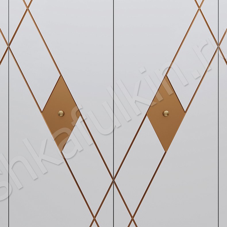 Шкаф Ромбо Белый Коричневый Светлые Модерн 4х створчатые Прихожая Для вещей 4