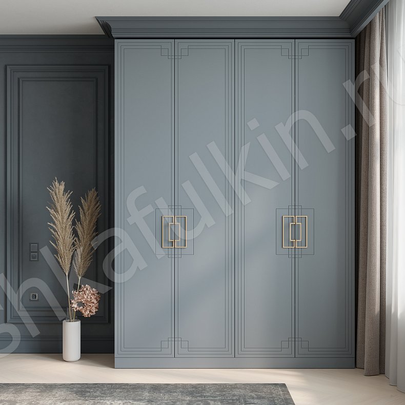 Изображение Шкаф Метрополитан Темные Серый Современный 4х створчатые Гостиная Для вещей 1