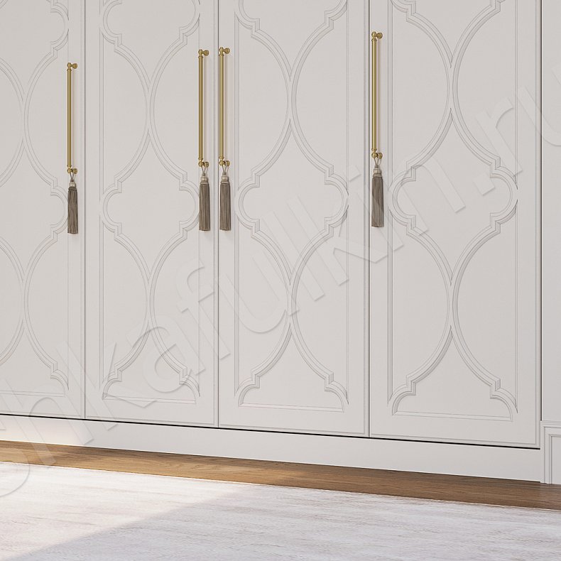 Изображение Гарнитур Айлин Белый Коричневый Светлые Темные Неоклассика 4х створчатые Спальня Для белья Для вещей 7