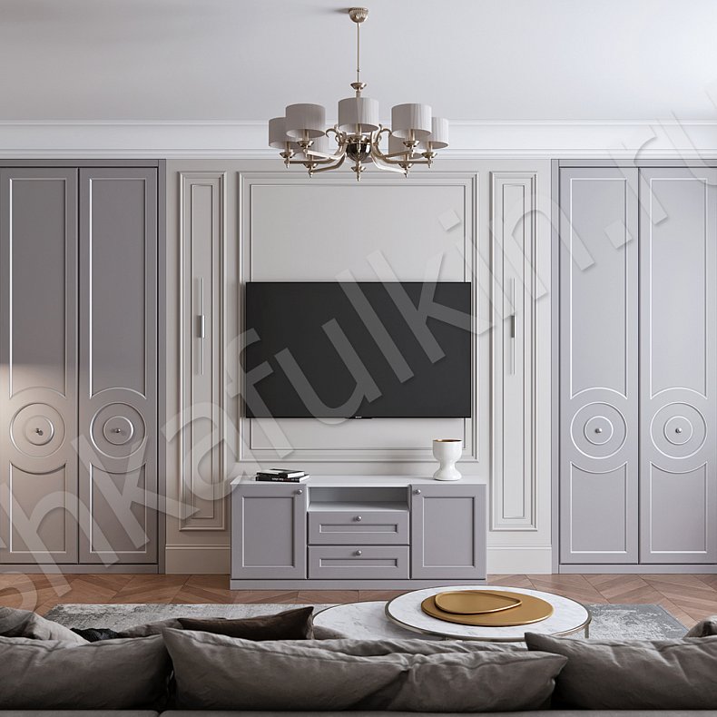 Изображение Гарнитур Долорес Коричневый Светлые Серый Неоклассика 4х створчатые Гостиная Для вещей 1