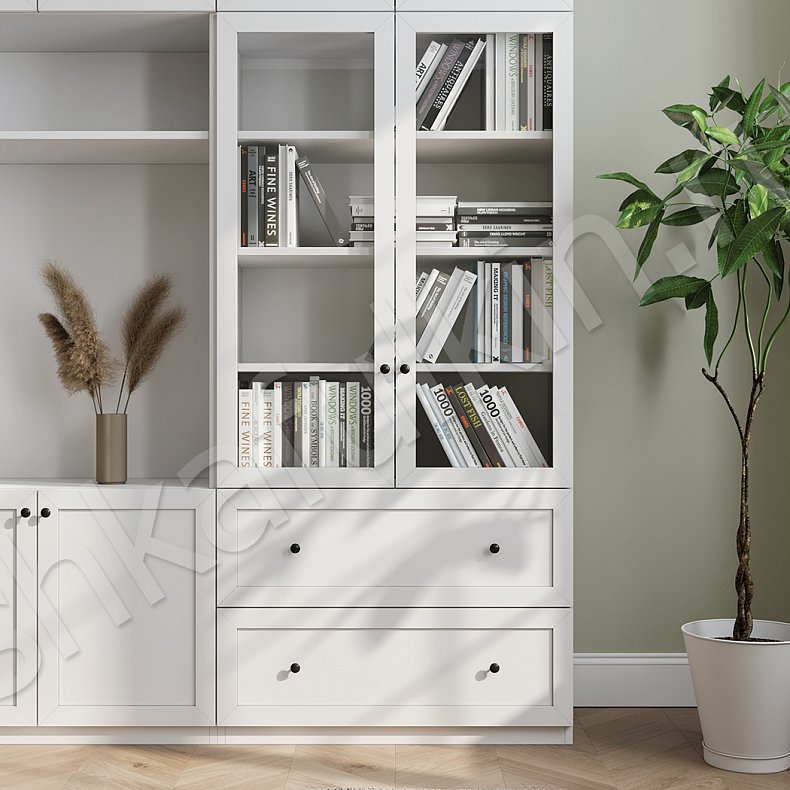 Изображение Стенка Рикко Светлые Белый Классика 4х створчатые Гостиная Для книг 2