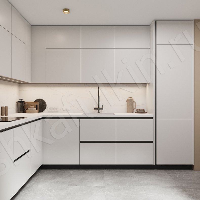 Кухня Кастамону Светлые Белый Минимализм   Для посуды 4