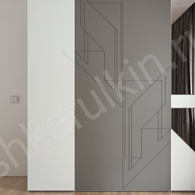 Шкаф Сигма Серый Светлые Белый Современный 4х створчатые Гостиная Для вещей 3