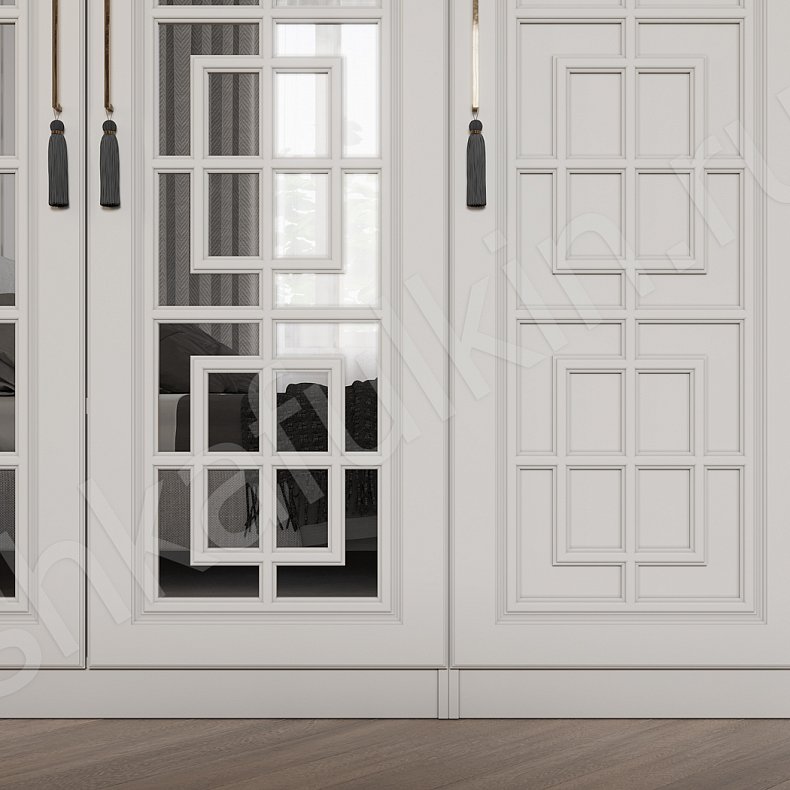 Шкаф Антида Белый Неоклассика 4х створчатые Спальня Для вещей 5