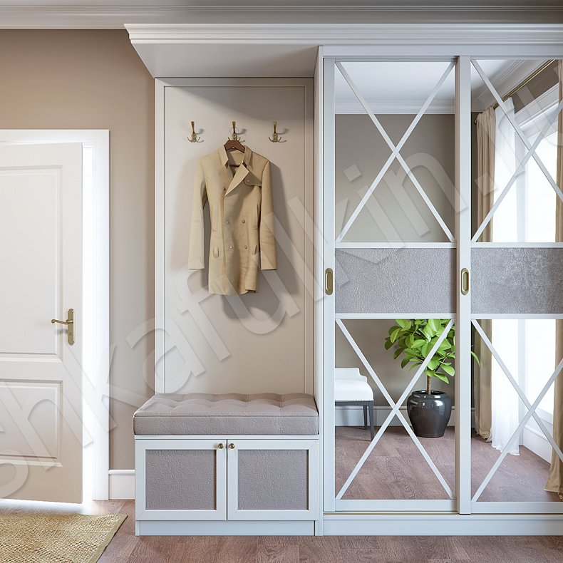 Прихожая Версаль Белый Светлые Классика 2х створчатые Прихожая Для вещей 4